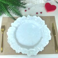 Assiettes rondes de luxe en plastique style nordique pour banquets de mariage, restaurants occidentaux, design sirène blanc nacré motif récif
