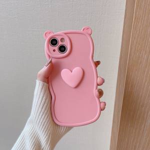 Coque de téléphone 3D Love pour <span class=keywords><strong>iPhone</strong></span> 16 <span class=keywords><strong>Pro</strong></span> Max avec oreille d'ours pour <span class=keywords><strong>iPhone</strong></span> 15 13 <span class=keywords><strong>14</strong></span> Housse de protection de téléphone souple mate avec sensation de peau - Product Image 2