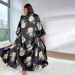 <span class=keywords><strong>Pigiama</strong></span> Casual alla moda con stampa floreale in raso da <span class=keywords><strong>donna</strong></span>, camicia da notte lunga <span class=keywords><strong>taglie</strong></span> <span class=keywords><strong>forti</strong></span> estive, traspiranti - Product Image 3