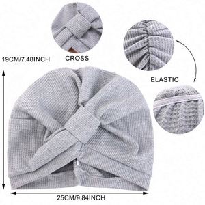 Fashion Waffle Pre <b>Tied</b> Headwrap European American Style Solid Color Multifunction Stretch Cotton Inner Hijabs Bonnet for Ladies - Product Image 4