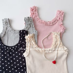 Nuova Canotta Estiva 2026 per <span class=keywords><strong>Bambina</strong></span> con Volant <span class=keywords><strong>Nera</strong></span> Grigia Rosa Beige – Abbigliamento Carino - Product Image 2