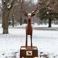 Statue de cerf en acier corten grand format, résistante au gel, avec patine de rouille accélérée, pour jardin froid