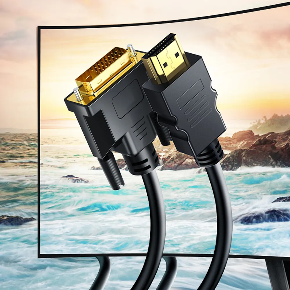 Hochwertiges 1080P 18 1-poliges DVI-Kabel DVI-Video 2-Anschlüsse Vergoldetes Stecker-Stecker-2k DVI-zu-HDMI-Kabel