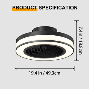 19.4" Low Profile <b>Ceiling</b> <b>Fan</b> with Light, Modern Flush Mount 3 Color Dimmable LED Light Fixture with <b>Remote</b> <b>Control</b> for bedroom - Product Image 2