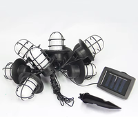 Ensemble de 10 guirlandes de lanterne à flamme scintillante solaire étanche pour l'extérieur vintage noir IP65 décoration de jardin en plastique