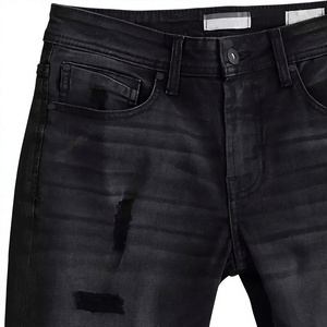 Wholesale <b>Men</b> Slim Fit Straight Leg Distressed <b>Ripped</b> Denim <b>Jeans</b> Mid Wash Cotton Casual Pants Autumn Style - Product Image 4
