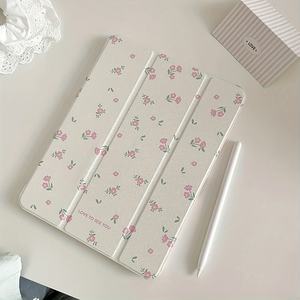 Étui de protection pour iPad 11 pouces, nouveau modèle 2022, rose miroir, petit motif floral, pliable en trois parties, Air4/Air5, simple, en TPU, PU, PC, cuir, avec fonction veille - Product Image 1