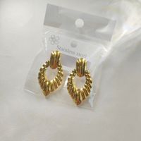 Boucles d'oreilles en acier inoxydable doré, assortiment de modèles texturés, creux, en forme de cœur, de fleur, de feuille, de coquillage, créoles et puces d'oreilles, bijoux de mode pour femmes