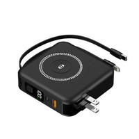 Chargeur de montre à aspiration magnétique avec câble intégré, batterie externe sans fil 10000 mAh à charge rapide 22,5 W, cinq-en-un
