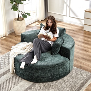 Vacuum Heat-Sealed Pack Circular Dual Dark Teal Thick Chenille Upholstered <b>Inflatable</b> Sectional Pillow Back Armless Eco-Friendly - Product Image 2