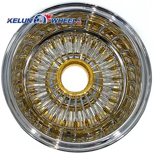 chrome rims 13 14 INCH dayton wire wheels all chrome /ALL GOLD/triple gold wire wheels