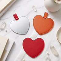 Miroirs de Poche Compacts en Acier Inoxydable en Forme de Cœur, en Cuir PU, Incassables, avec Logo Personnalisé, pour la Vente en Gros