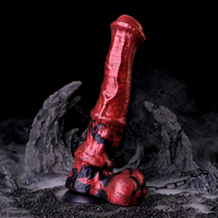 N-RF5292 Dildo en silicone de qualité médicale avec ventouse, motif créature fantastique Flammes Rouges, 11,02 pouces, grande taille, pour masturbation anale adulte