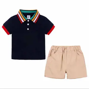 2021 New children's clothing boys polo shirt suits baby clothes set