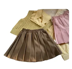 2024 new arrival infant toddler baby girls pleated skirt Korean design sold pink brown for spring summer clothing X722