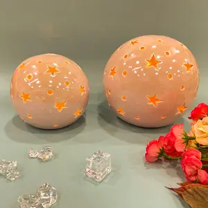 Hot sale nordic Crafts Ornaments Other Home Decoration Accessories Ceramic pink Spherical table lamp Interior Luxury Home Decor
