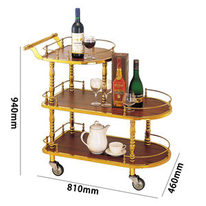 Troli minuman kayu baja Modern Display seluler untuk makan malam kue makanan penutup teh anggur di hotel restoran atau bar rumah - Product Image 3