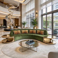 Ensemble de canapés modulaires en flanelle de luxe italienne moderne, garnissage en velours et éponge, bords incurvés, pour salon de villa, meubles design