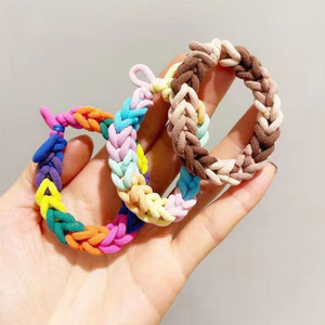 Coletero de pelo colorido tejido a mano, banda elástica gruesa para cola de caballo, tocado informal, mezcla aleatoria - Product Image 1