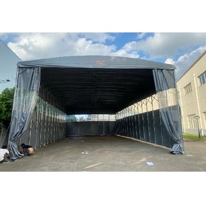 Structure en acier galvanisé, Tente mobile à pousser et à tirer, Grand parking, Auvent pliant en PVC, Auvent rétractable mobile - Product Image 3