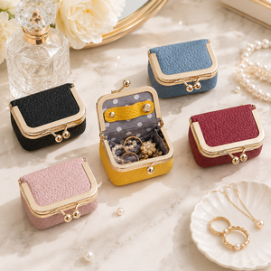 Sac en cuir PU mini en gros, pochette cadeau, sac de rangement portable pour bijoux avec logo personnalisé, pochette à bijoux, cadeau de mariage - Product Image 1