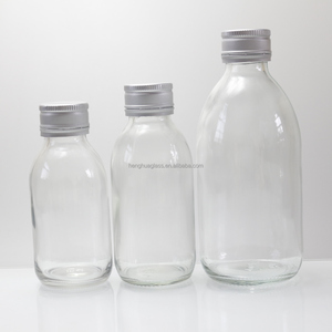 Bán buôn Vòng rõ ràng 100ml 125ml 250ml xi-rô trong suốt Chai thủy tinh để uống chai chất lỏng bằng miệng với nắp nhôm - Product Image 5