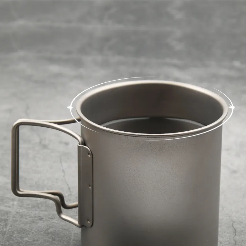 Tasse en titane Ultra légère, pour Camping voyage en plein air, de qualité alimentaire, avec poignée pliable, 420ML, livraison gratuite