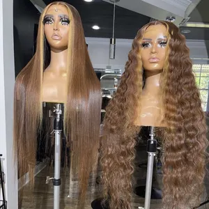 Wig Renda Depan HD Rambut Brasil 100% Transparan, Wig Rambut Manusia Mentah Penutup Renda 360, Wig Rambut Manusia Alami untuk Wanita Warna Hitam