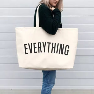Sac de courses en toile personnalisé <span class=keywords><strong>extra</strong></span> lourd, design populaire, 28,3*17,4*6,7, avec fermeture éclair et poignée longue - Product Image 1