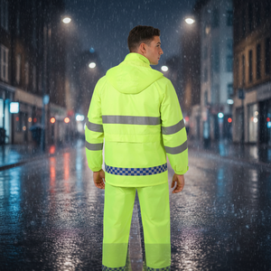 Traje Impermeable con Capucha, Ecológico, de PVC, con Tiras Reflectantes de Alta Visibilidad y Diseño Plegable - Product Image 2