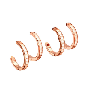 Orecchini a polsino E4377 in oro rosa con zirconi da 10 mm incastonati a canale, gioielli da festa alla moda da donna - Product Image 1