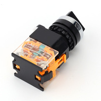 Interruttore Rotativo LA38-11X/2 a 2 Posizioni 1NO1NC con LED, Terminale a Vite, in Plastica e Metallo, Illuminazione ad Anello, IP40, Grado Aeronautico, 5A