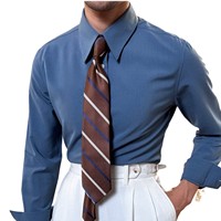 Haut de gamme Vintage affaires chemise formelle Style italien printemps Gentleman col Empire chemise ajustée avec sténopé tenue décontractée