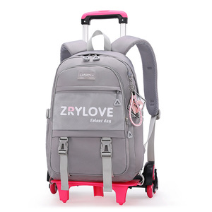 Custom Logo Children's Trolley School Bag for Elementary Girls Six <b>Wheels</b> Rolling <b>Backpack</b> Fashion Students Kids Trolley Bags - Product Image 3