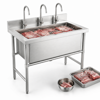 Évier de cuisine commercial en acier inoxydable moderne et économique 201304 pour la restauration rapide, avec bac de décongélation de viande