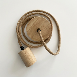 Kit <span class=keywords><strong>de</strong></span> Lámpara Colgante Decorativa, Soporte <span class=keywords><strong>de</strong></span> Madera con Tornillos para <span class=keywords><strong>Techo</strong></span>, Cuerda <span class=keywords><strong>de</strong></span> Cáñamo, Portalámparas E27 para Lámpara Colgante <span class=keywords><strong>de</strong></span> Bambú y Ratán, Cable <span class=keywords><strong>de</strong></span> 2m, Base para Bombilla E26/E27 - Product Image 2