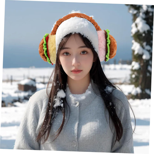 Mignon Hamburger <span class=keywords><strong>cache</strong></span>-oreilles dessin animé enfants hiver pliable thermique moelleux <span class=keywords><strong>oreille</strong></span> couverture <span class=keywords><strong>bandeau</strong></span> pour les activités de plein air - Product Image 4