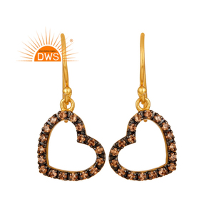 New 18k <b>Gold</b> Plated Designer Silver Heart Shape Dangle Earrings Spessartite Garnet <b>Set</b> Earrings Jewelry Supplier - Product Image 1