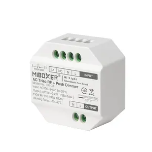 Miboxer Mi Light RF + 푸시 조광기 후행 가장자리 AC100 ~ 240V Tuya WiFi + RF + AC Triac 조광기 음성 제어 단일 색상 컨트롤러