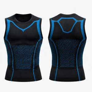 Custom <b>Men's</b> <b>Compression</b> Tank Top Seamless Athletic <b>Vest</b> Breathable Stretch Mesh Muscle Fit Gym Training Performance Base Layer - Product Image 2