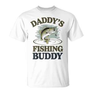 T-shirt pour enfant Daddys Fishing Buddy Bass Fisherman, pêche aux leurres en eau douce, polyester doux, 1 pièce - Product Image 1