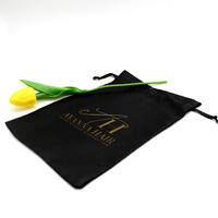 Sac de rangement pour perruques en soie satinée imprimé sérigraphié avec logo personnalisé Hongjinye, sac anti-poussière de luxe à cordon, doux et idéal pour offrir