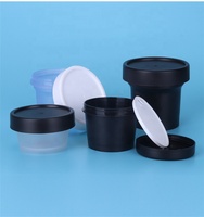Ensemble de pots en plastique PP noir mat de 50 ml/100 ml/200 ml avec couvercle à vis, logo personnalisé, emballage cosmétique, crème glacée, soin de la peau, nettoyant pour le visage