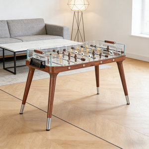 Table de Football de Table Moderne et Élégante avec Plateau en Verre Trempé, Taille Personnalisable, Logo, Design Autoportant, Poignées en Bois - Product Image 2
