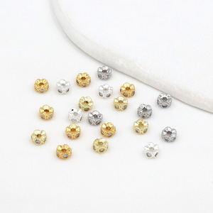 DIY <b>copper</b> plated with 18k gold, color-preserving zircon honeycomb coin spacer beads, DIY accessories, <b>bracelets</b>, necklaces, - Product Image 3