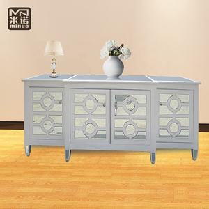 Support <span class=keywords><strong>TV</strong></span> en bois blanc avec miroir incurvé, support <span class=keywords><strong>TV</strong></span> de 55 pouces pour salon et armoire Buffet - Product Image 4