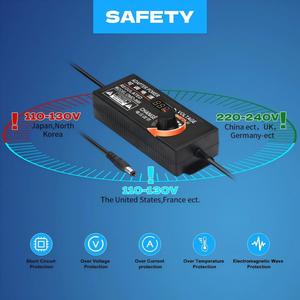Adaptador de corriente de escritorio de 72W con enchufe estadounidense, voltaje ajustable de 3-24V 3A con pantalla digital para control de velocidad y atenuación LED - Product Image 4