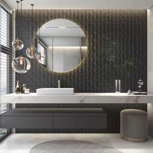 Meuble-lavabo de salle de bain en bois de style moderne et simple de la série grise avec miroir intelligent, fabrication en usine - Product Image 1