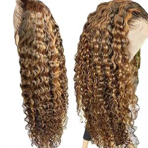 Perruques longues 100% cheveux vierges brésiliens Remy blondes pour couleur piano, avec dentelle frontale française et petit bonnet frontal - Product Image 4