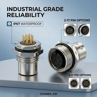 Connecteur circulaire IO-Link DIN M12 HYF pour automatisation industrielle, étanche IP67, montage sur panneau, prise femelle, soudure, système d'énergie solaire